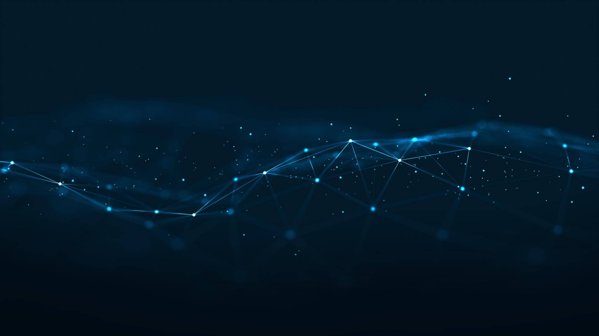 geometric tubes, glowing blue network, connected dots and lines, Full HD Desktop Wallpaper