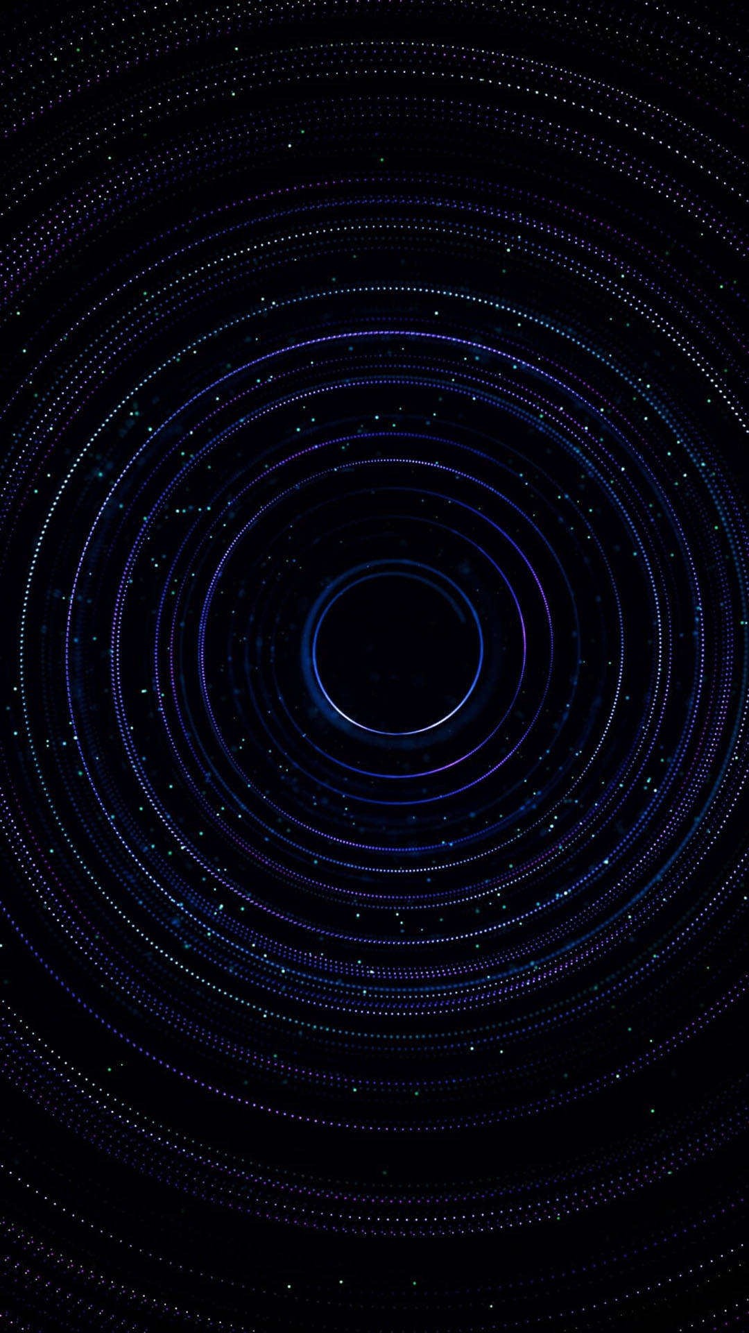 Dark Android, glowing blue rings, starry black void, Full HD Phone Wallpaper
