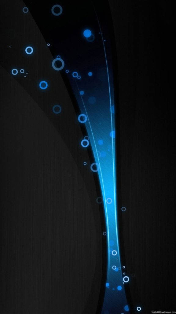 Dark Android, blue curves, bubbles, SD Phone Wallpaper