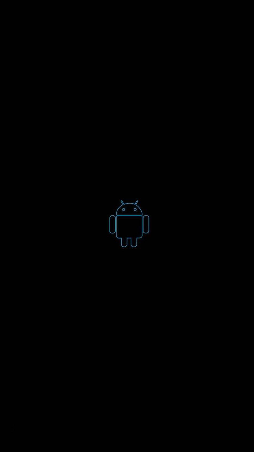 Dark Android, teal logo, glowing blue Android robot icon, Full HD Phone Wallpaper