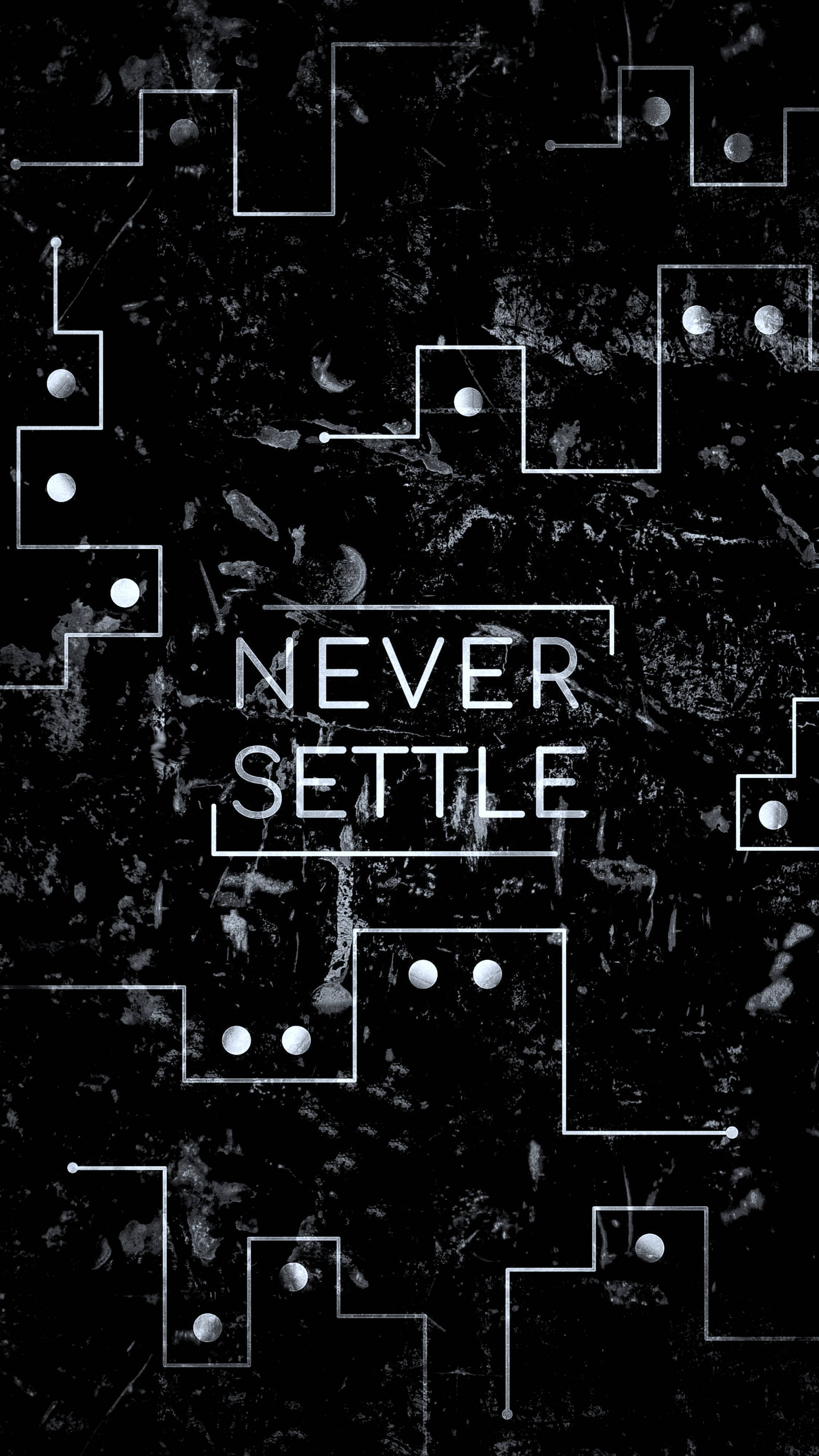 Dark Android, never settle, white text, 4K Phone Wallpaper