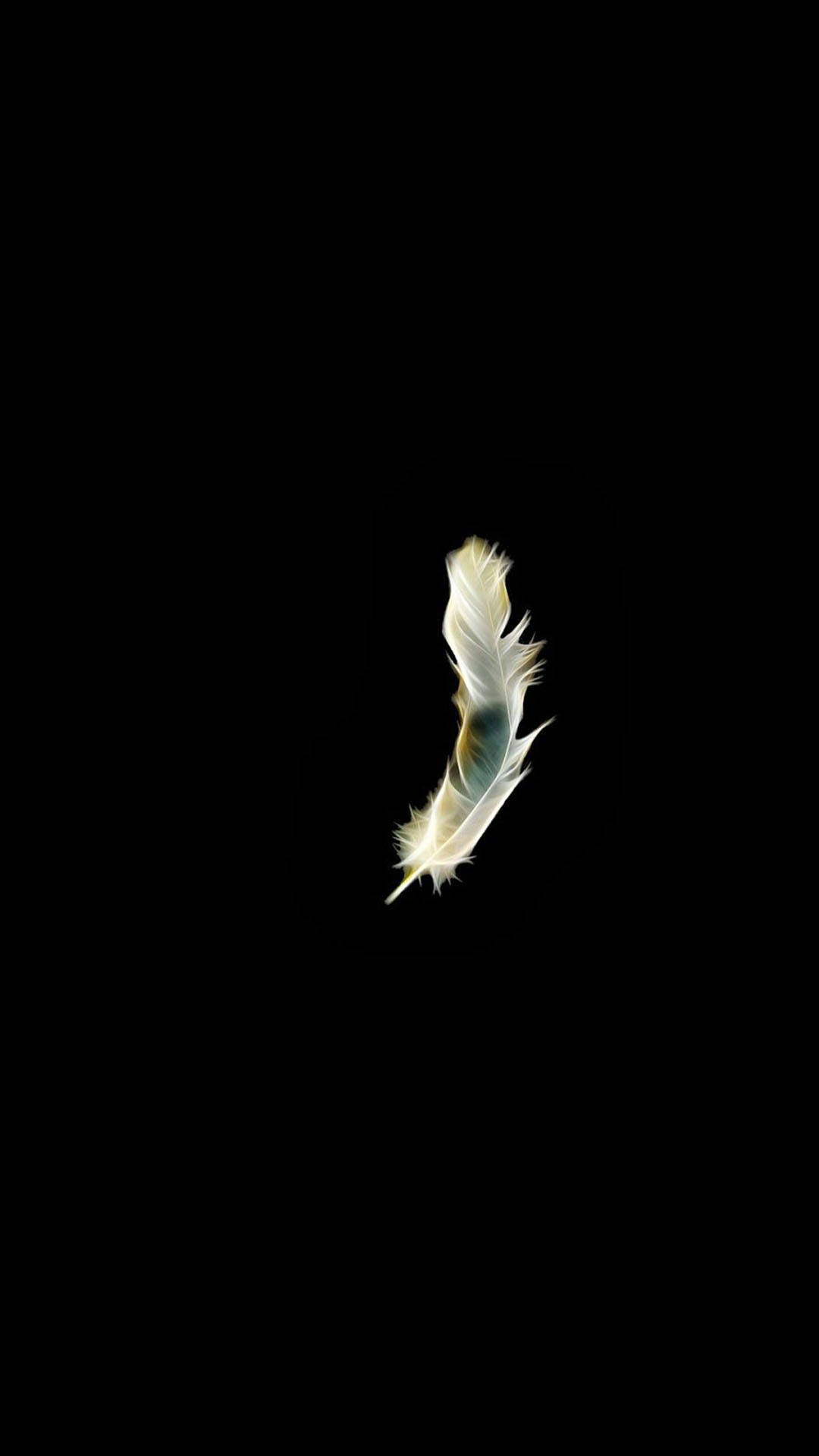 Dark Android, glowing feather, luminous white feather, Full HD Phone Wallpaper