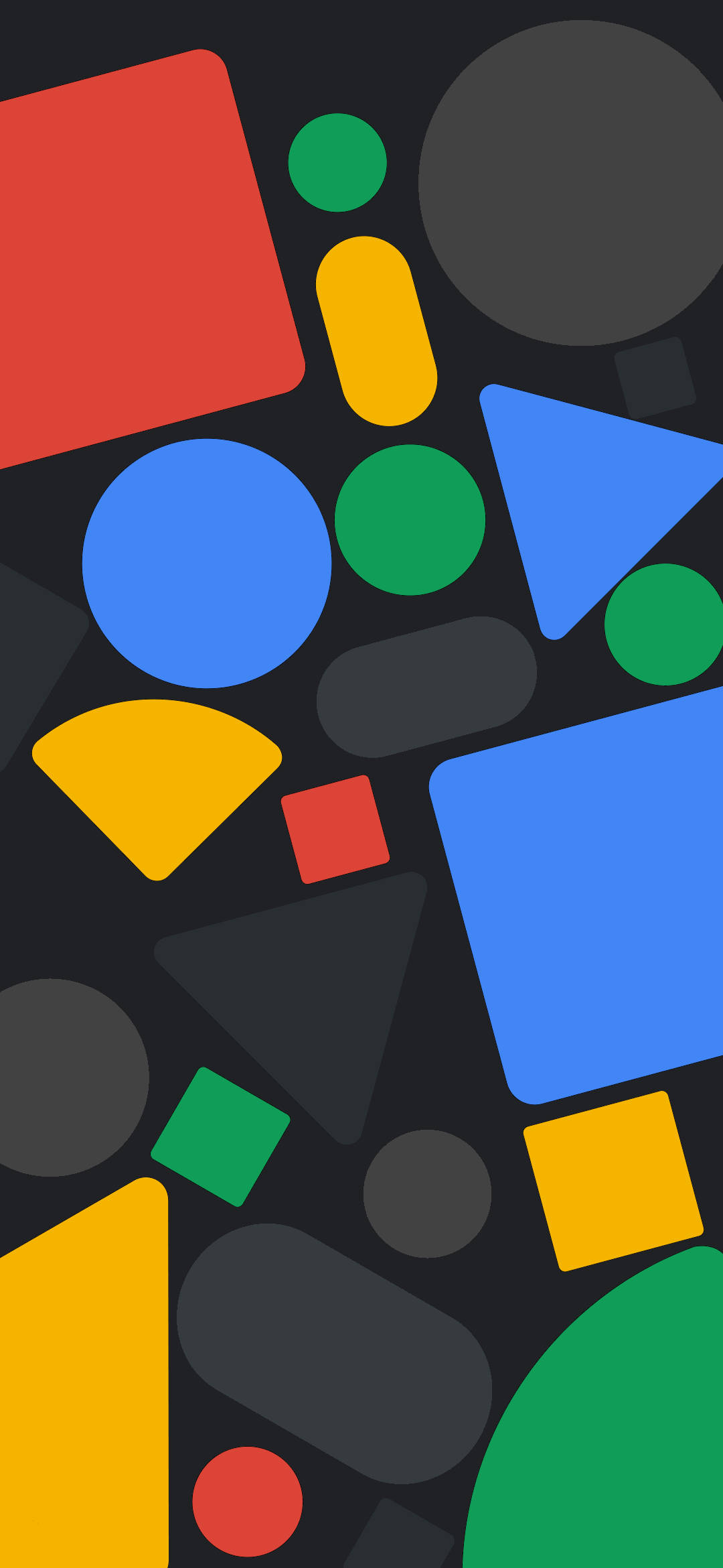 Dark Mode Android Pixel 4, geometric shapes, bold colors, Full HD Phone Wallpaper