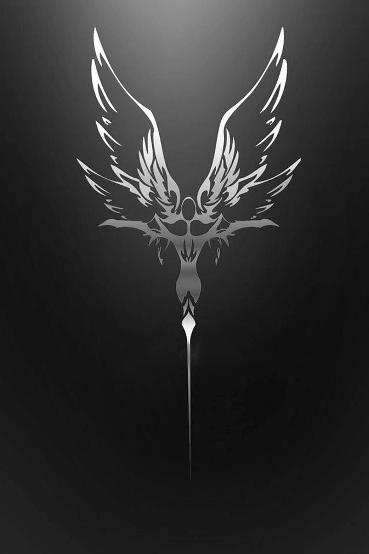 Dark Angel, silver, winged figure, Full HD Phone Wallpaper