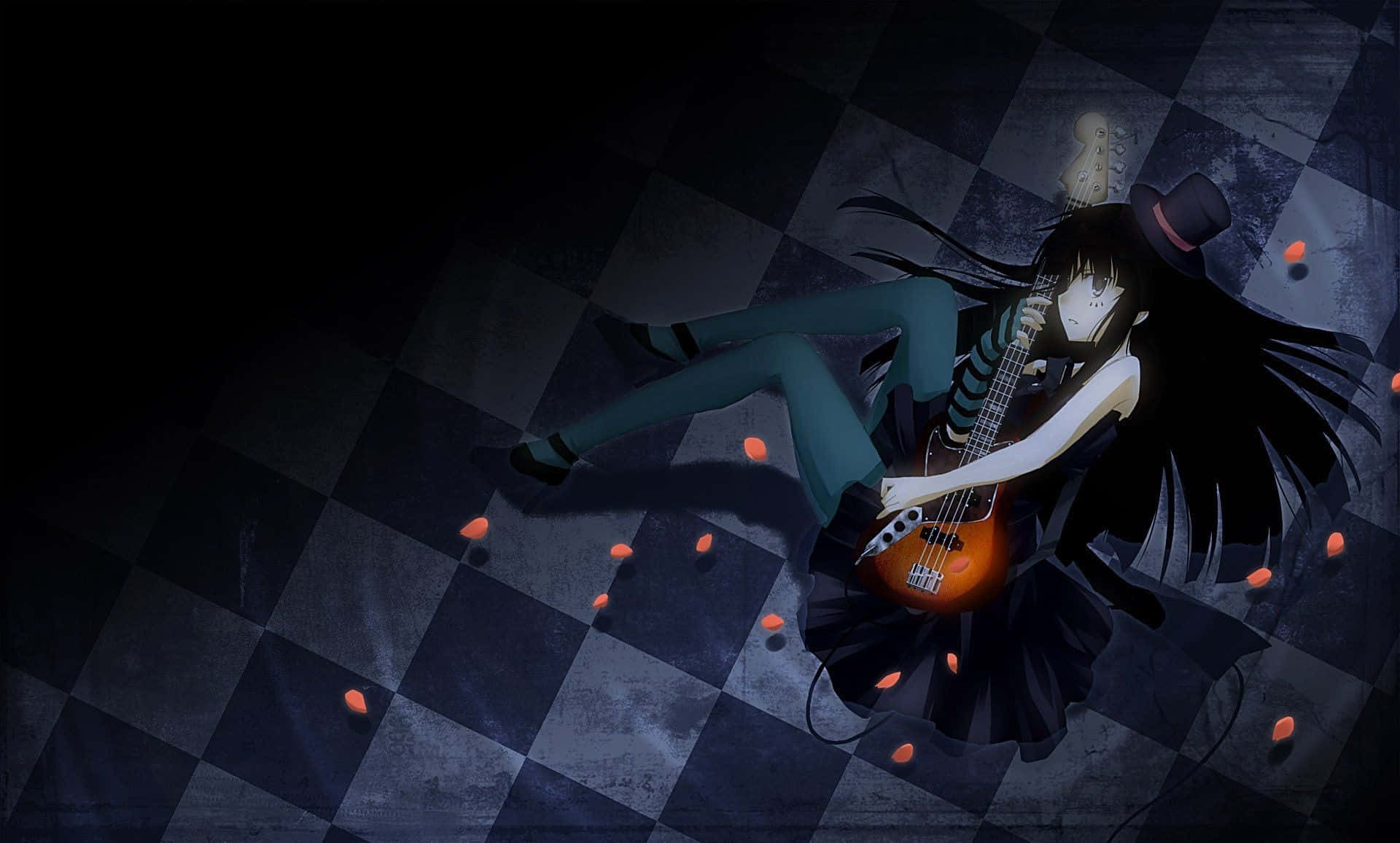 anime girl, long black hair, top hat, Full HD Desktop Wallpaper