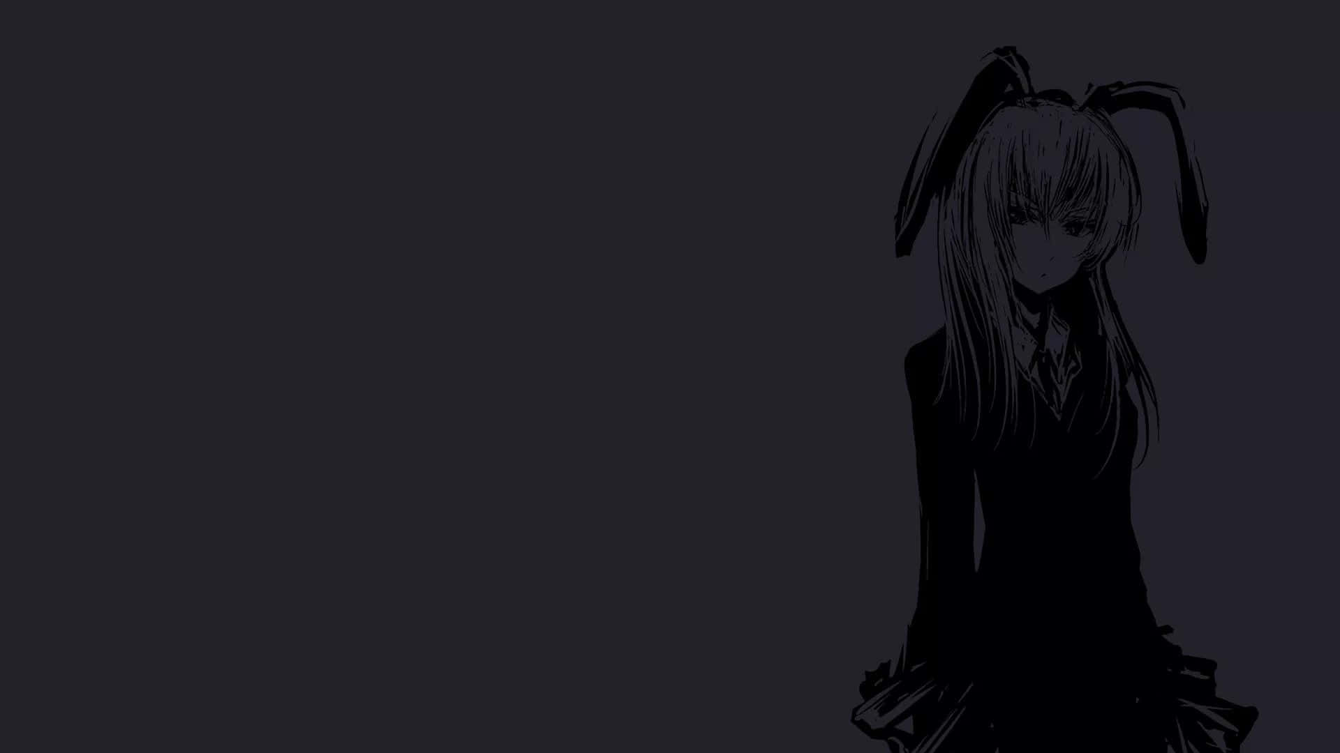anime girl, bunny ears, shadowed darkness, Full HD Desktop Wallpaper