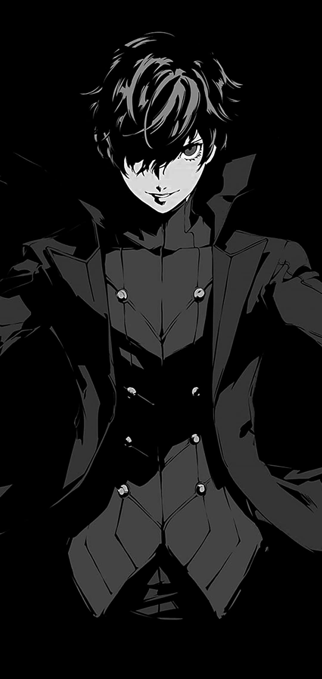 dark anime boy, monochrome anime character, messy hair, Full HD Phone Wallpaper