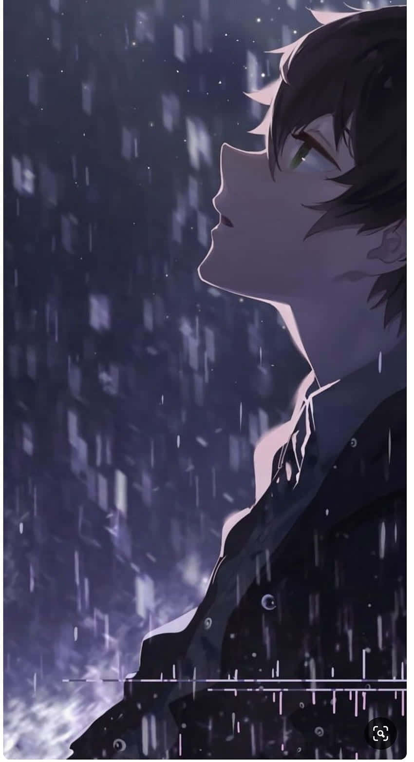 Dark Anime Boy, glowing green eyes, starry night sky, HD Phone Wallpaper