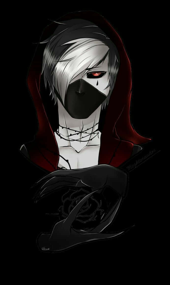 dark anime boy, silver hair, red eye, SD Phone Wallpaper