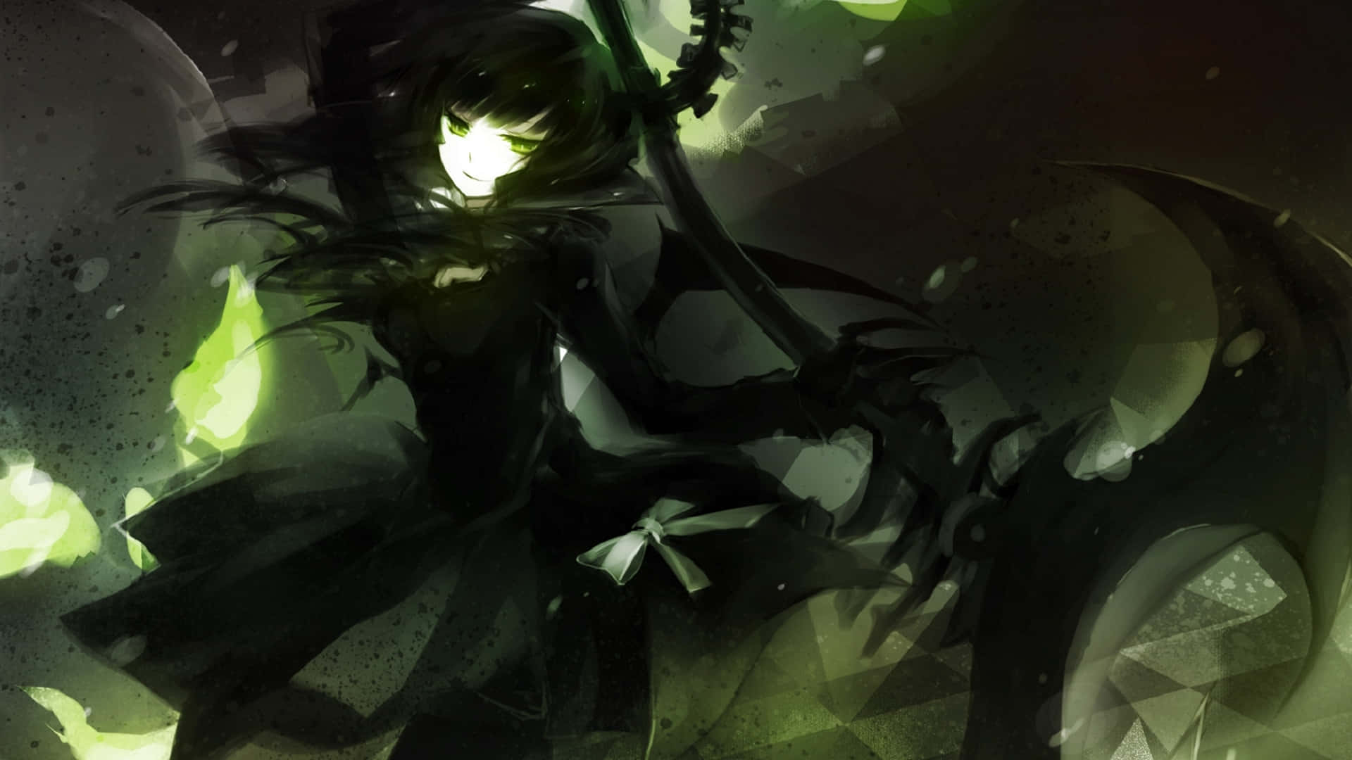 dark anime girl, bright red hair, deep and mysterious eyes, Full HD Desktop Wallpaper