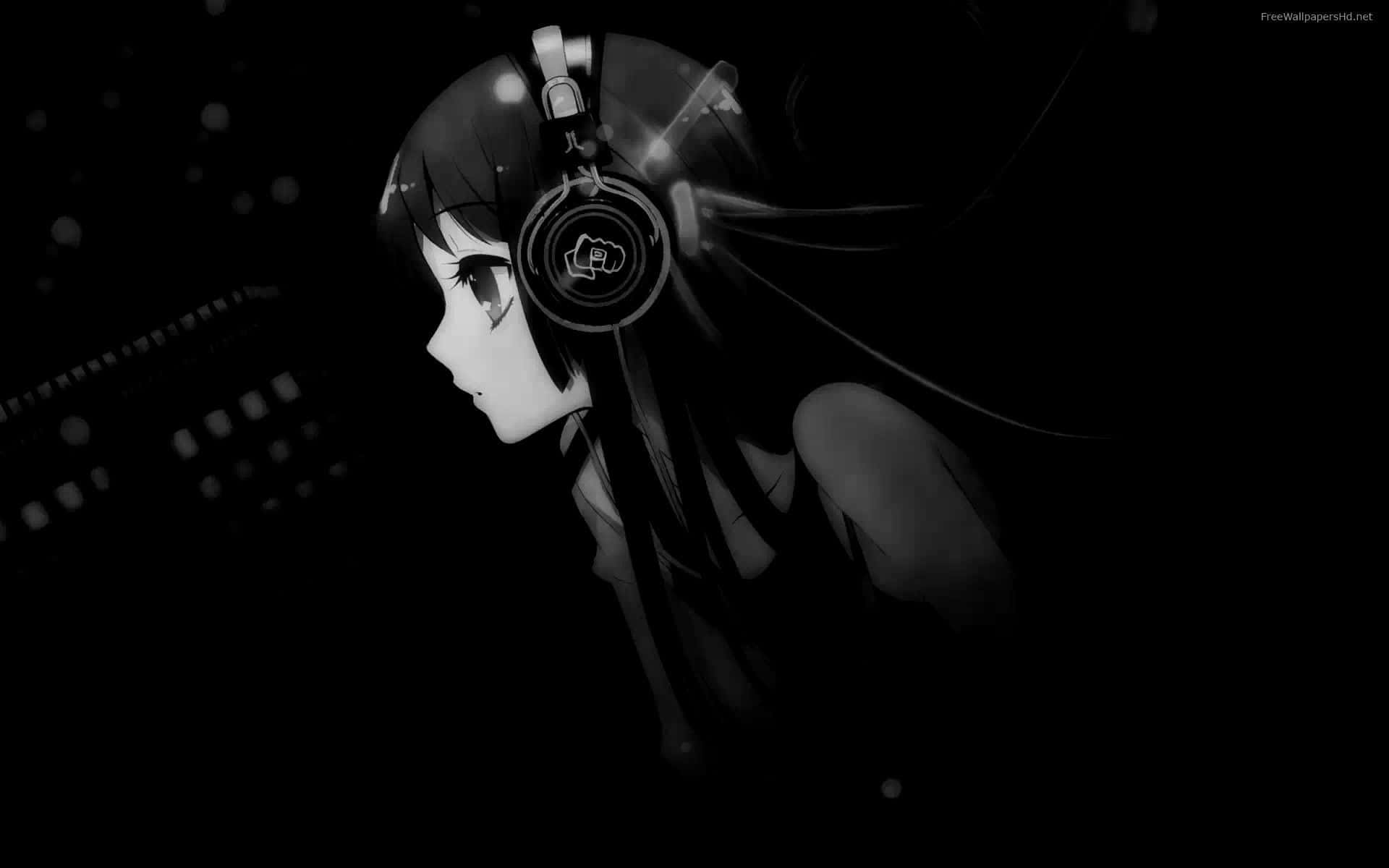 Dark Anime Girl, monochrome anime girl, hood up, Full HD Desktop Wallpaper