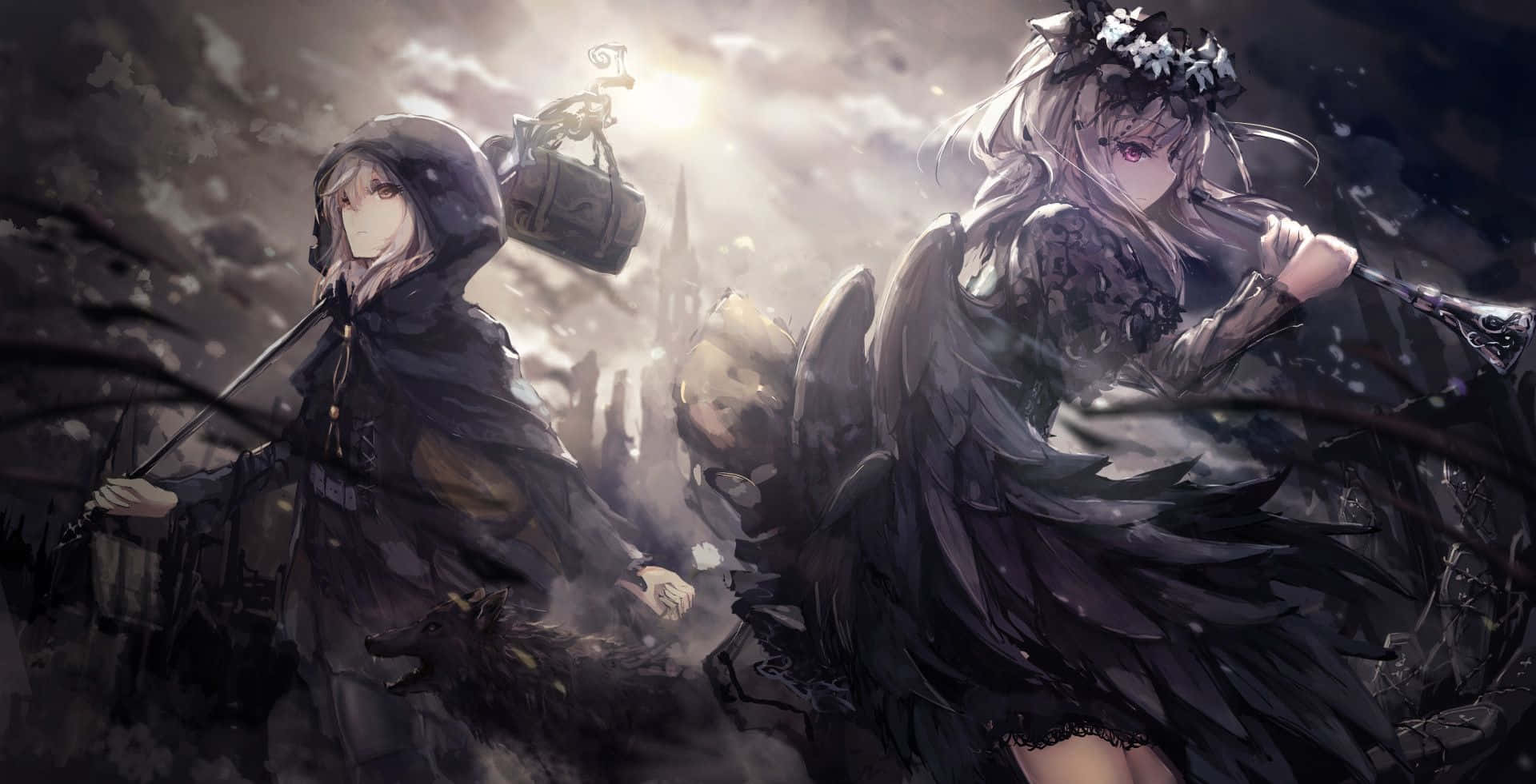 dark anime girl, mysterious aura, anime-style warriors, Full HD Desktop Wallpaper