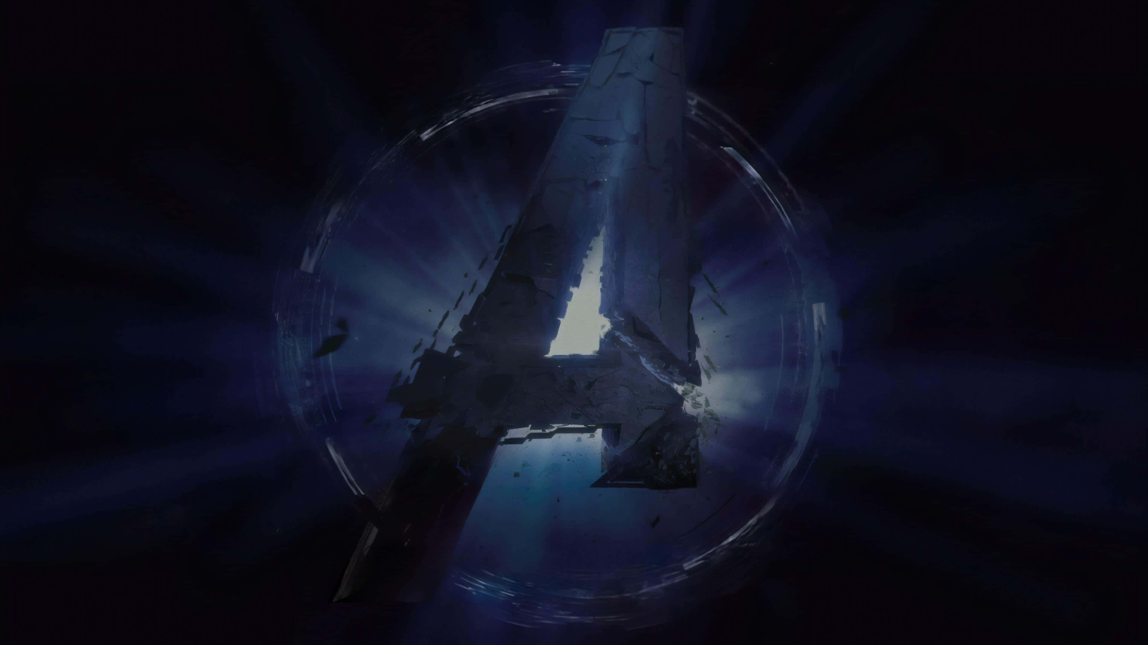 Dark Avengers, Avengers logo, blue light, 4K Desktop Wallpaper