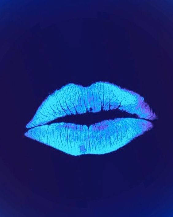 Dark Blue Aesthetic Tumblr, neon lips, glowing blue lips, SD Phone Wallpaper