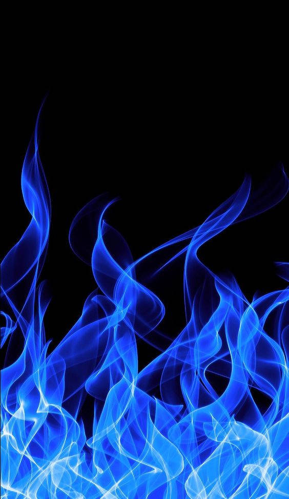 Dark Blue Aesthetic Tumblr, vivid blue flames, stark black background, SD Phone Wallpaper