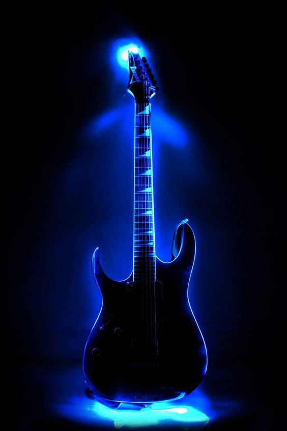 Dark Blue Aesthetic Tumblr, black electric guitar, vibrant blue light, SD Phone Wallpaper