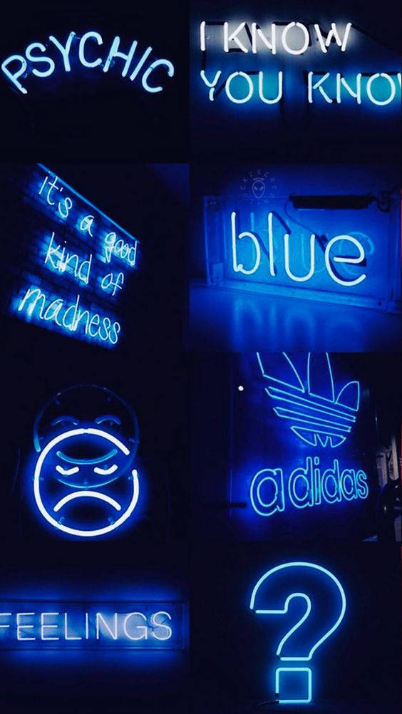Dark Blue Aesthetic Tumblr, neon signs, glowing blue, SD Phone Wallpaper