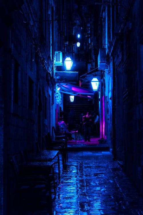 Dark Blue Aesthetic Tumblr, alley, night, SD Phone Wallpaper