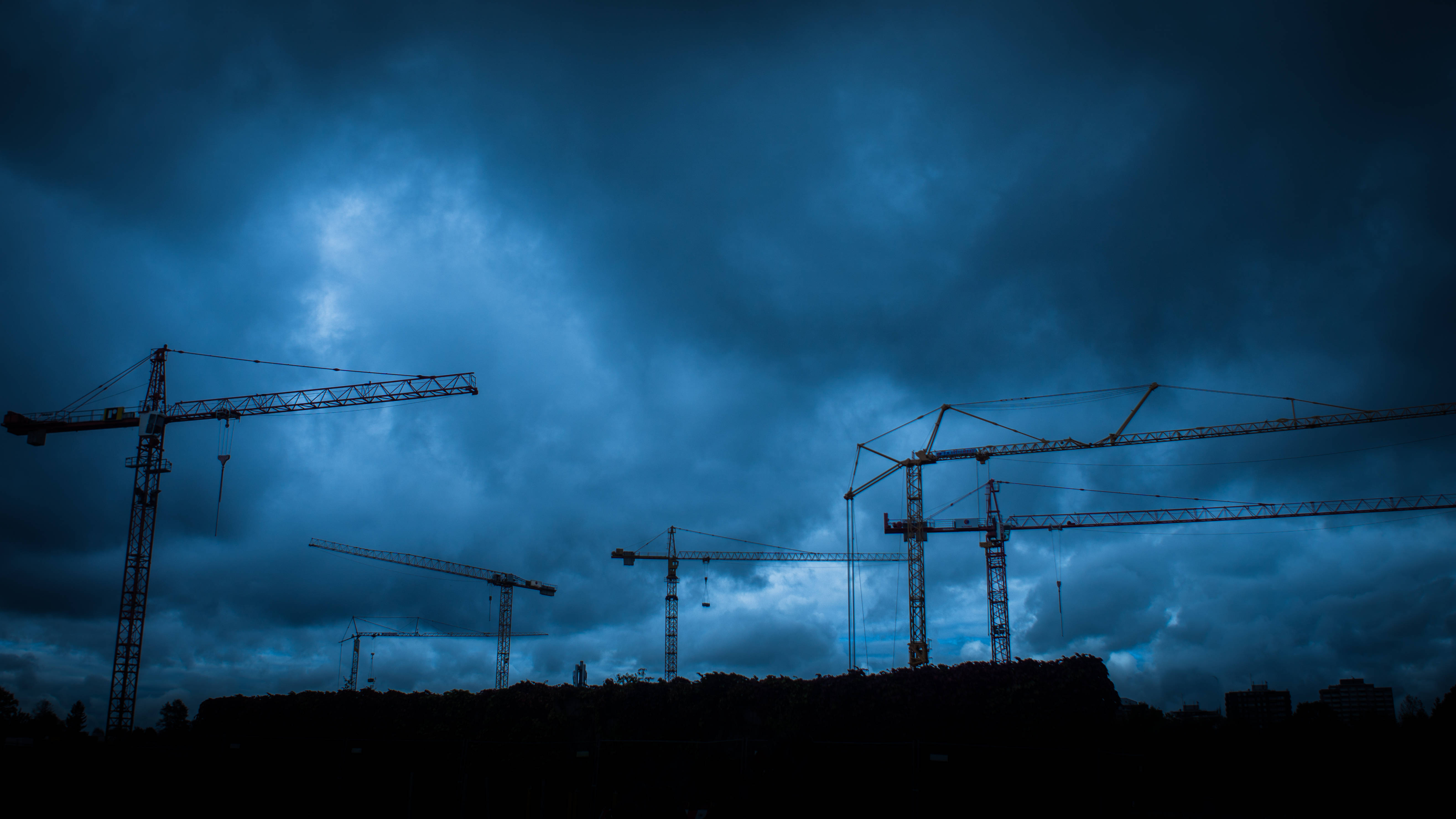 Dark Blue Clouds, electric blue stormy sky, dusk, 5K Desktop Wallpaper