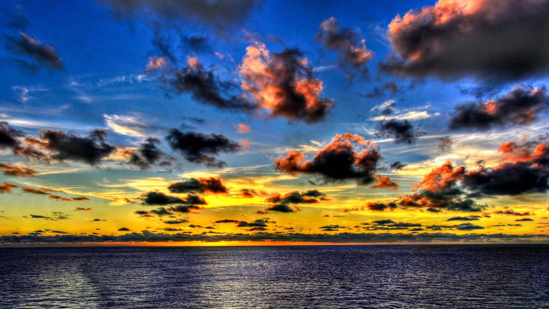 Dark Blue Clouds, evening sky, sunset, Full HD Desktop Wallpaper
