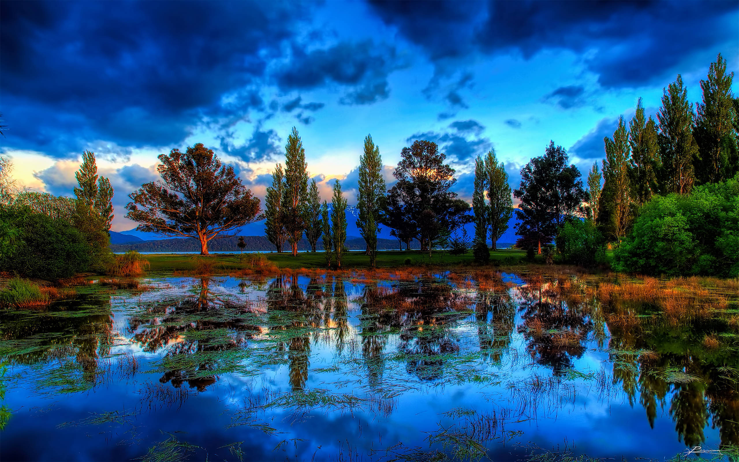 Dark Blue Clouds, twilight, blue skies, 2K Desktop Wallpaper