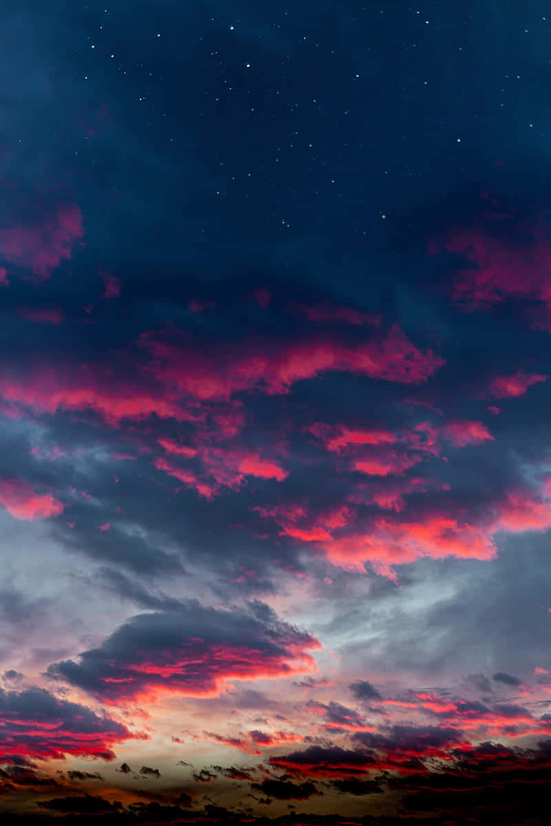 Dark Blue Pink Sunset Clouds, magenta, crimson, SD Phone Wallpaper