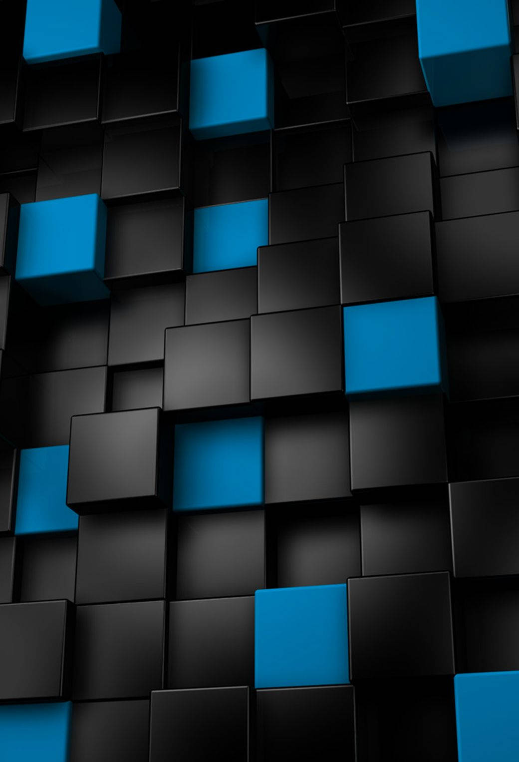 Dark Blue iPhone, black cubes, glowing blue cubes, HD Phone Wallpaper