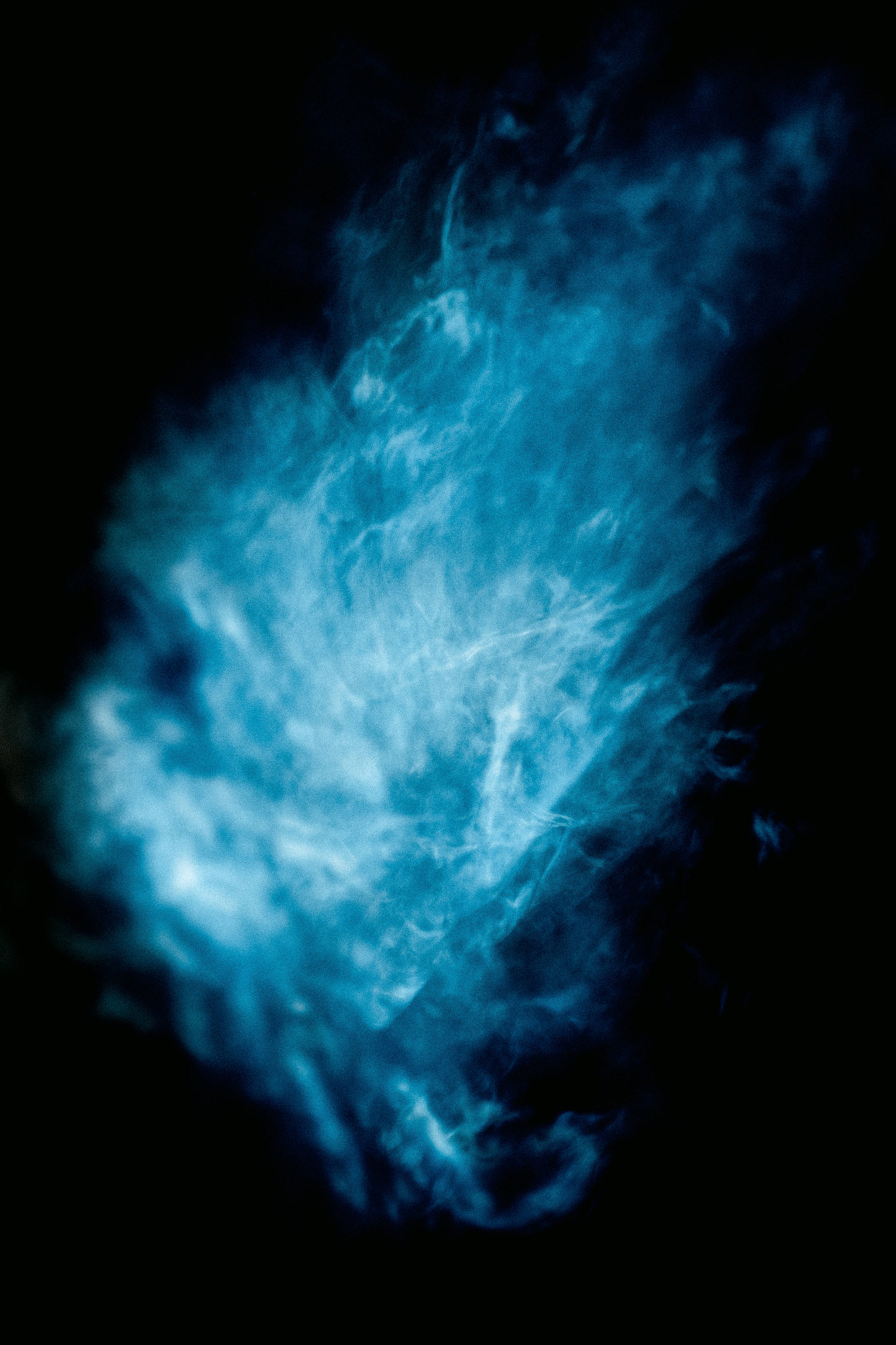Dark Blue iPhone, electric blue smoke, pure black background, 2K Phone Wallpaper