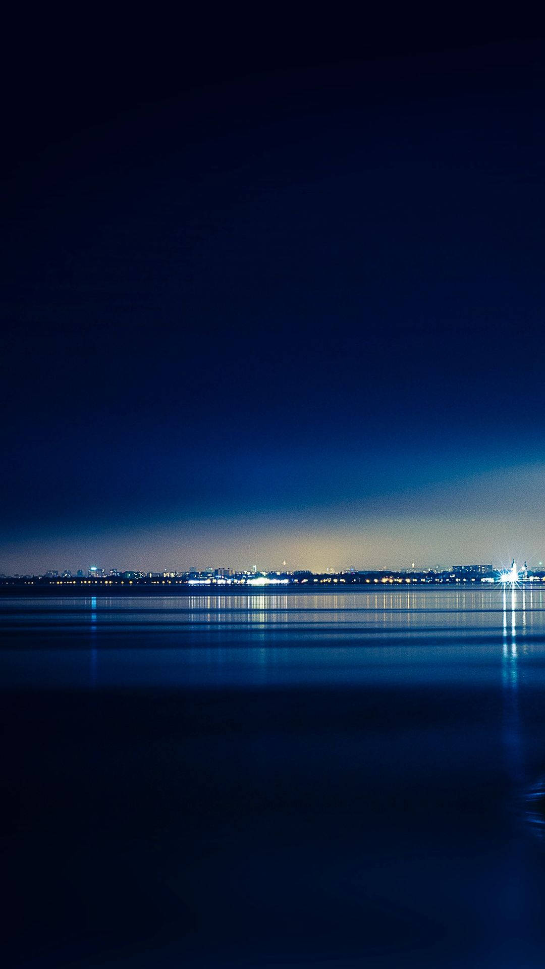 Dark Blue iPhone, deep blue sky, calm water surface, Full HD Phone Wallpaper
