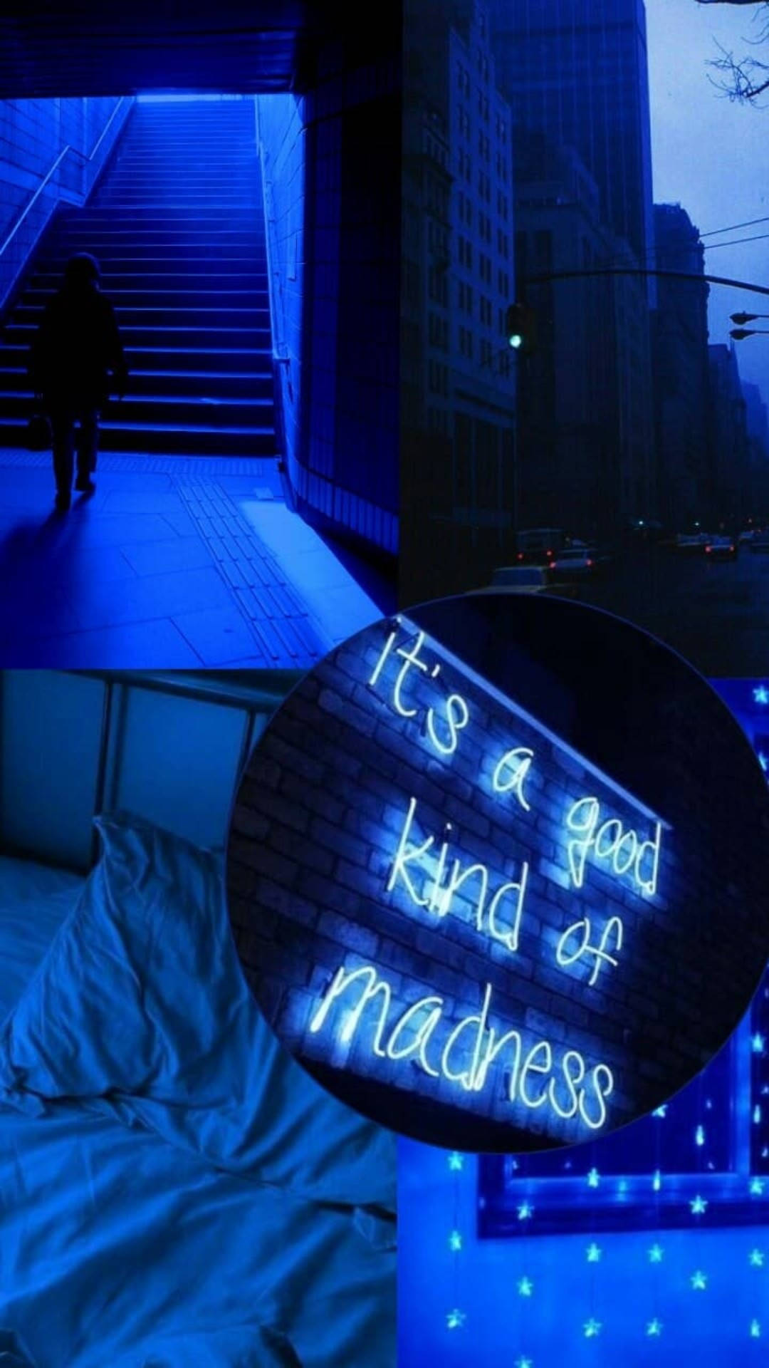 Dark Blue iPhone, lock screen theme, neon sign, Full HD Phone Wallpaper