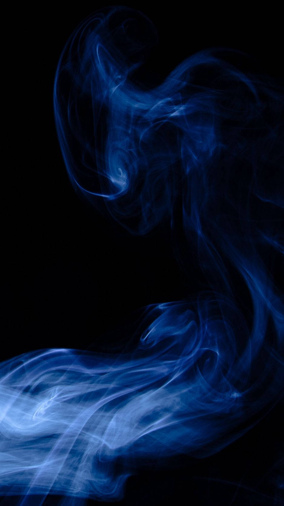 Dark Blue iPhone, ethereal blue smoke, pure black background, HD Phone Wallpaper