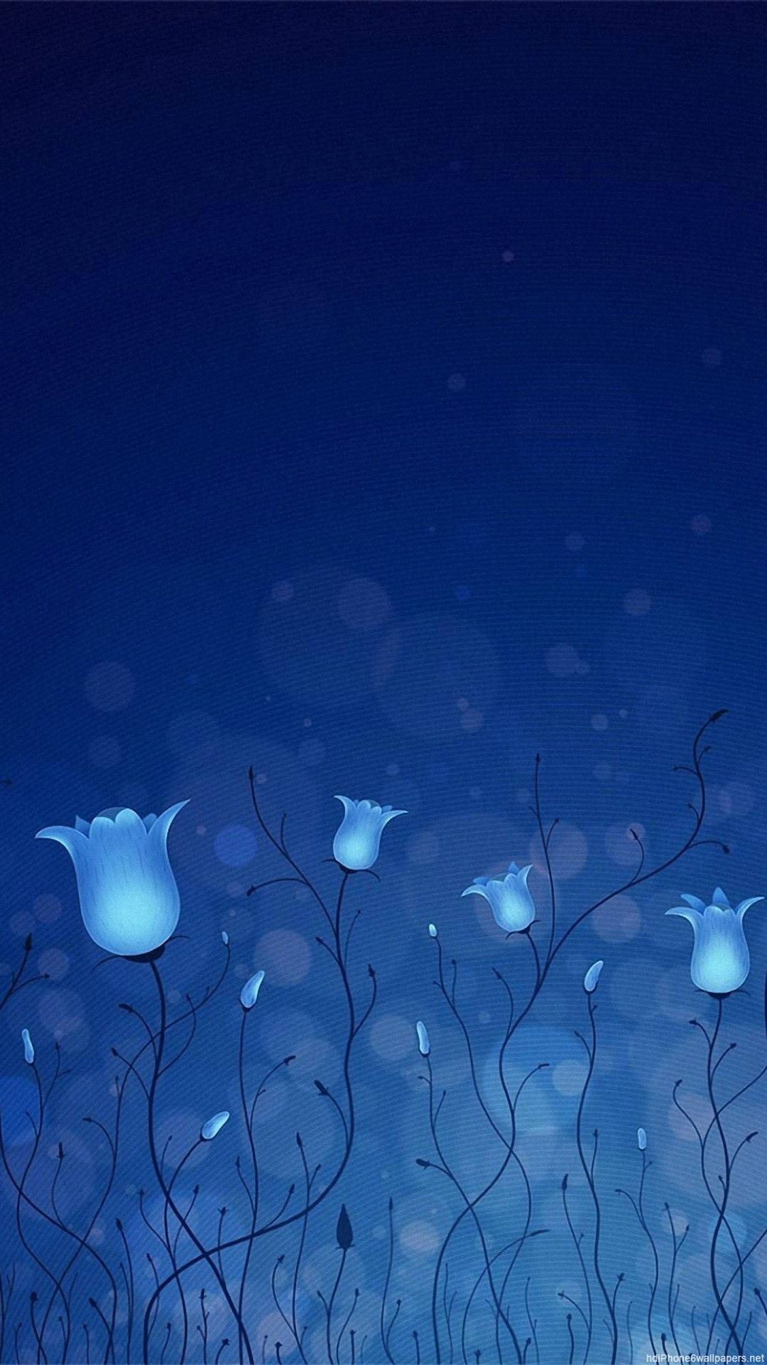 Dark Blue iPhone, blue tulips, slender stems, Full HD Phone Wallpaper