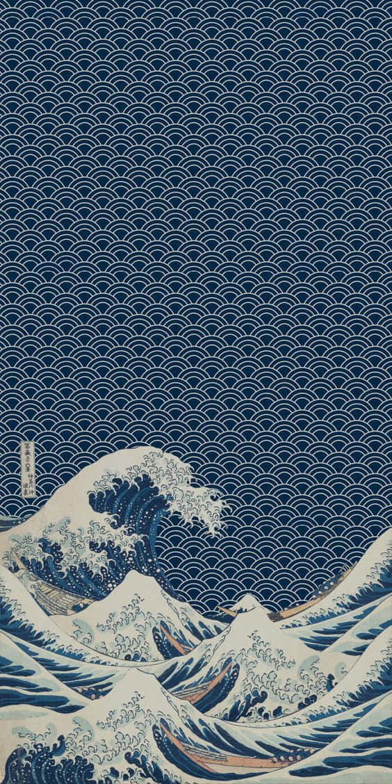 Dark Blue Pattern, blue wave, white foam, SD Phone Wallpaper
