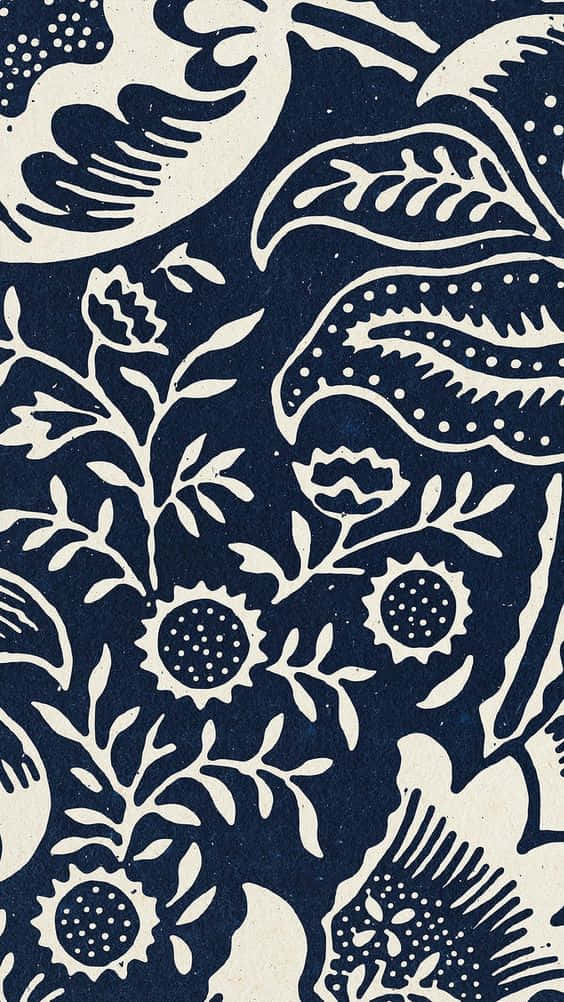 Dark Blue Pattern, navy blue, cream, SD Phone Wallpaper