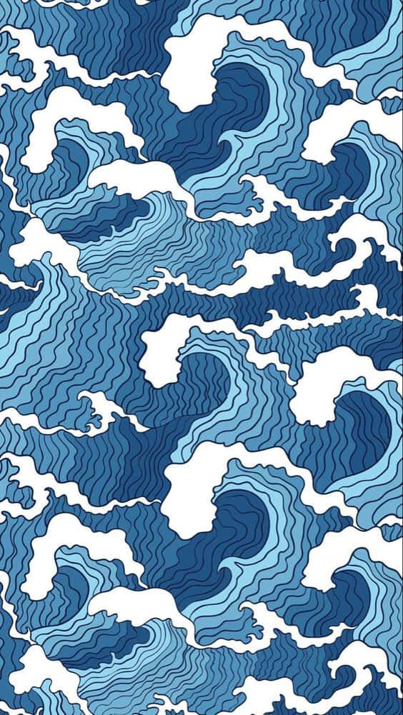 dark blue pattern, blue wave patterns, white foam swirls, SD Phone Wallpaper