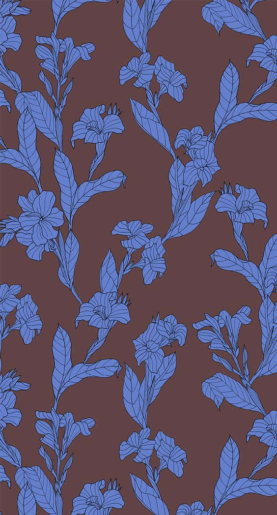 Dark Blue Pattern, blue floral line art, seamless pattern, SD Phone Wallpaper