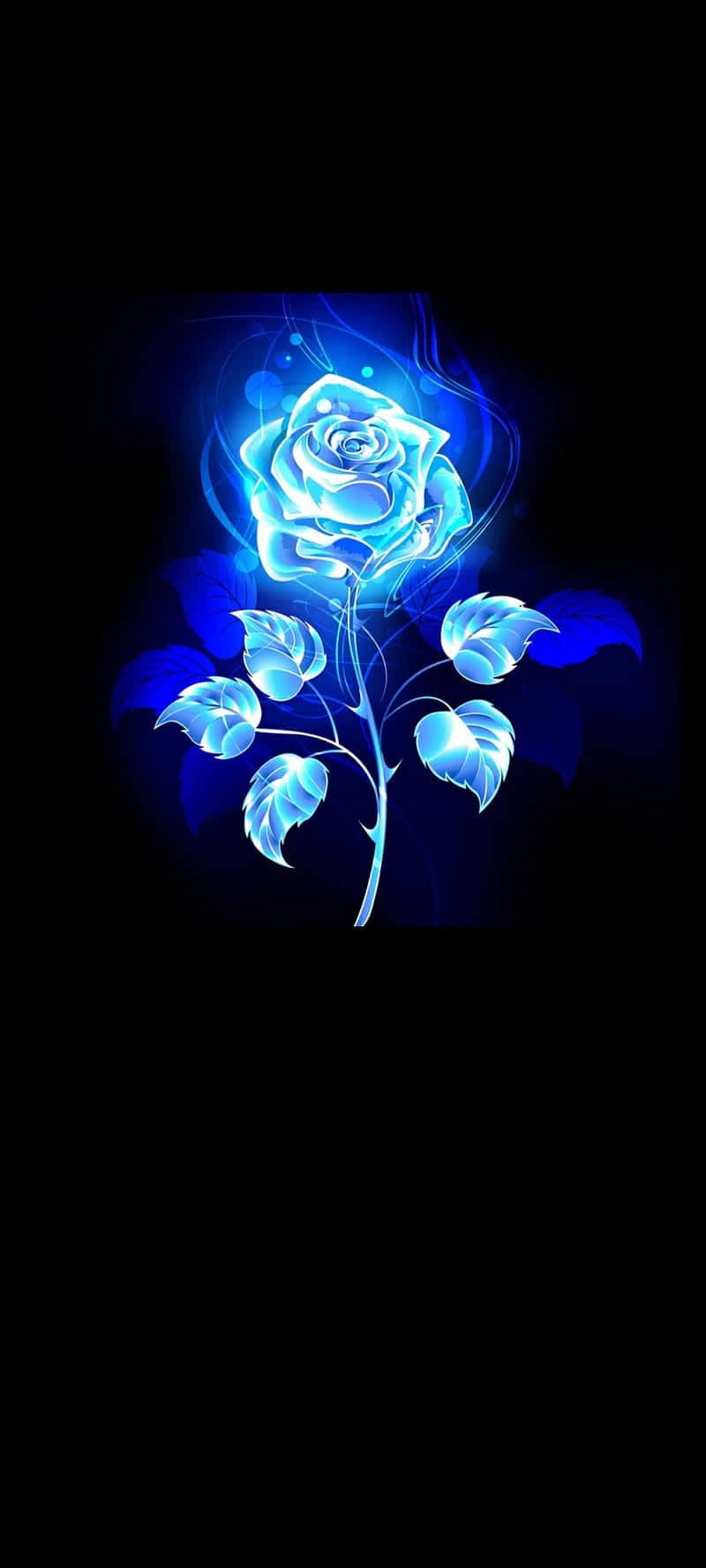 glowing electric blue rose, luminous leaves, swirling energy, HD Phone Wallpaper
