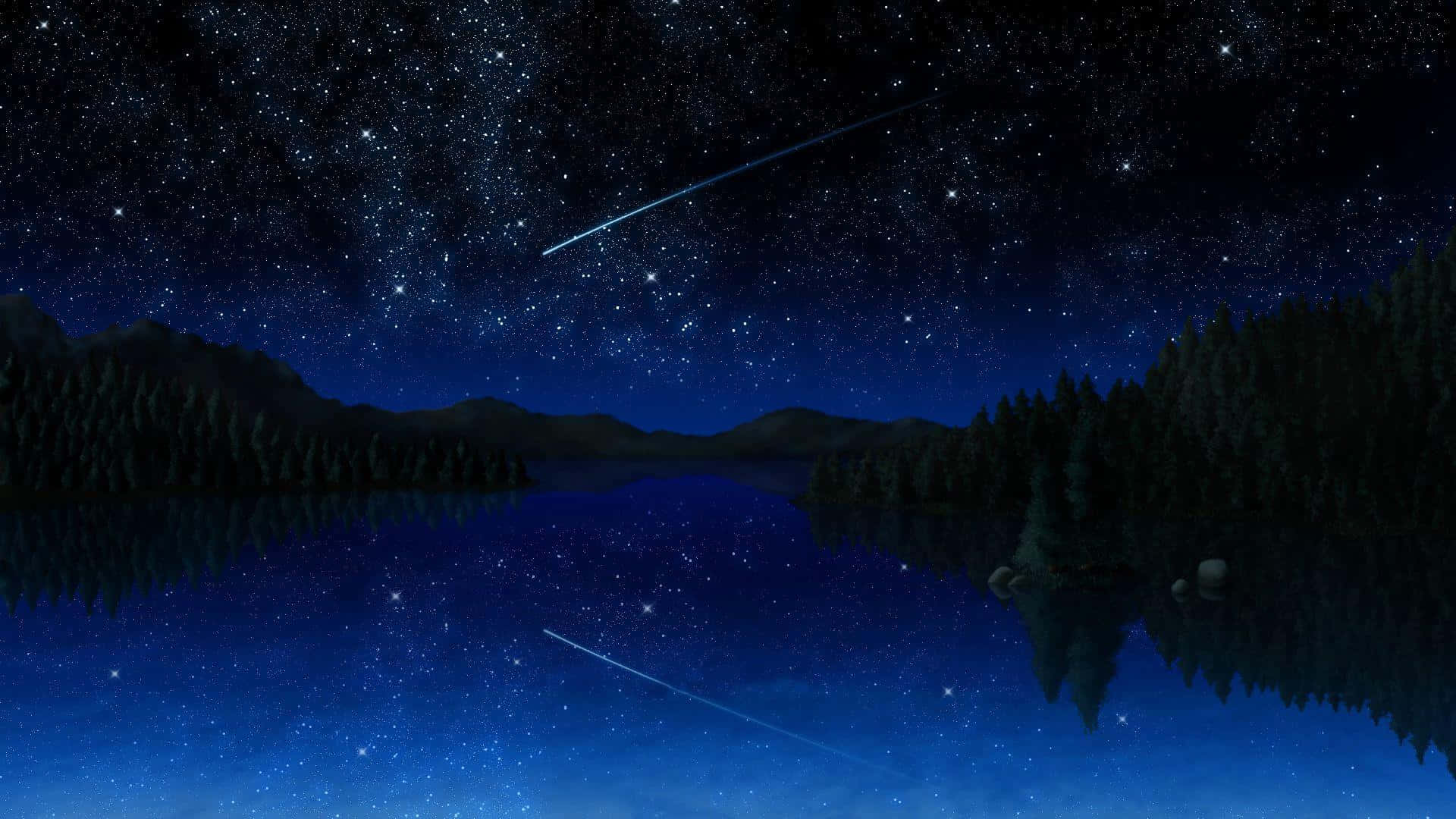 Dark Blue Star, starry night sky, shooting star, Full HD Desktop Wallpaper