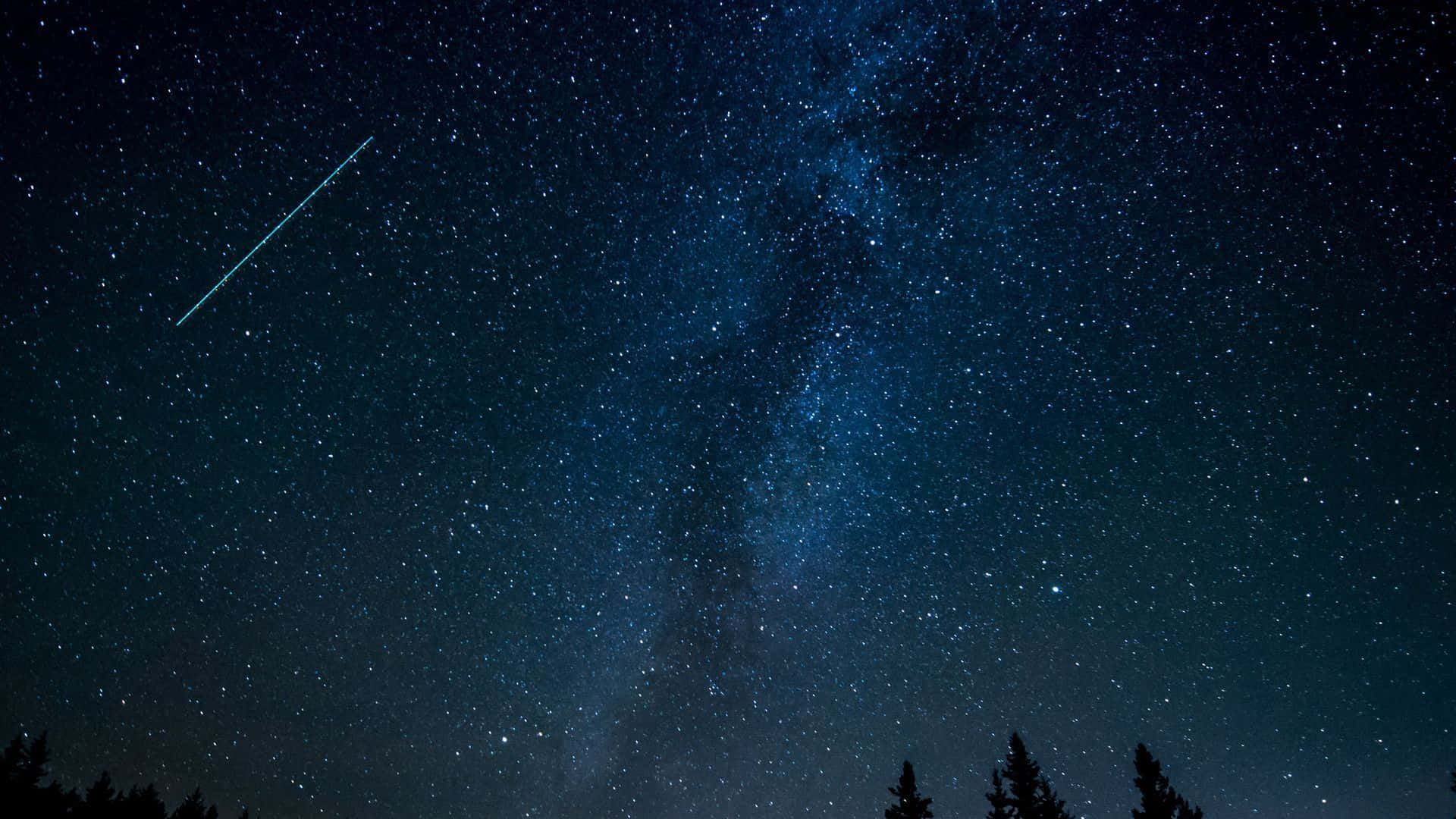 Dark Blue Star, Milky Way, shooting star, Full HD Desktop Wallpaper