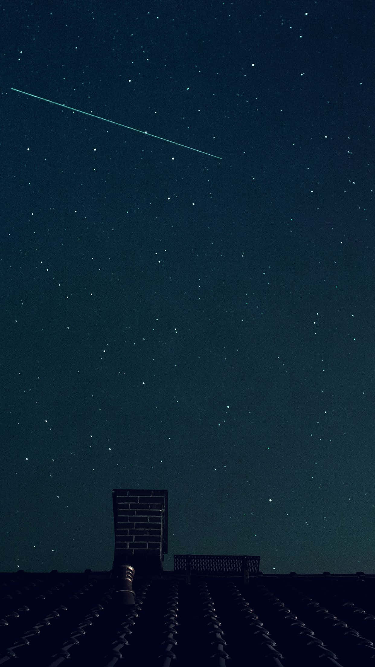 Dark Blue Star, starry night sky, bright meteor, Full HD Phone Wallpaper