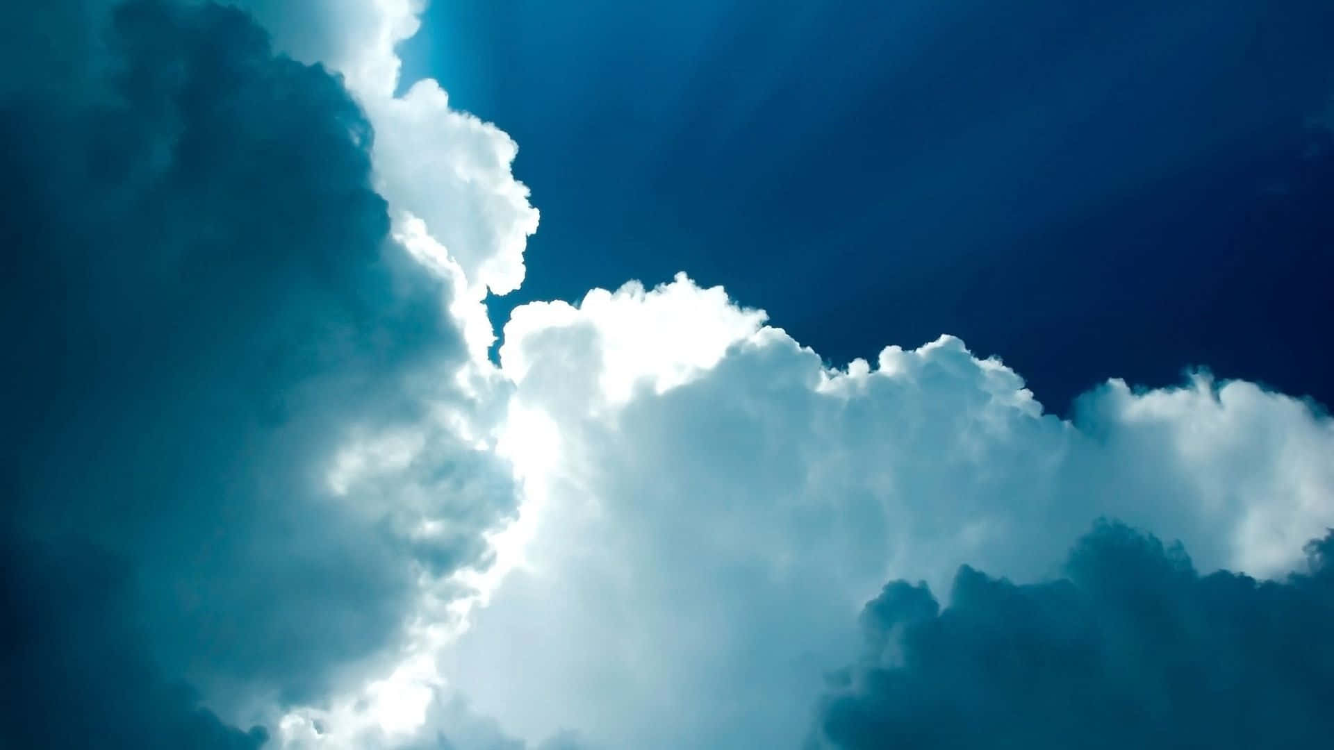 Sky Blue, deep blue sky, dramatic clouds, Full HD Desktop Wallpaper