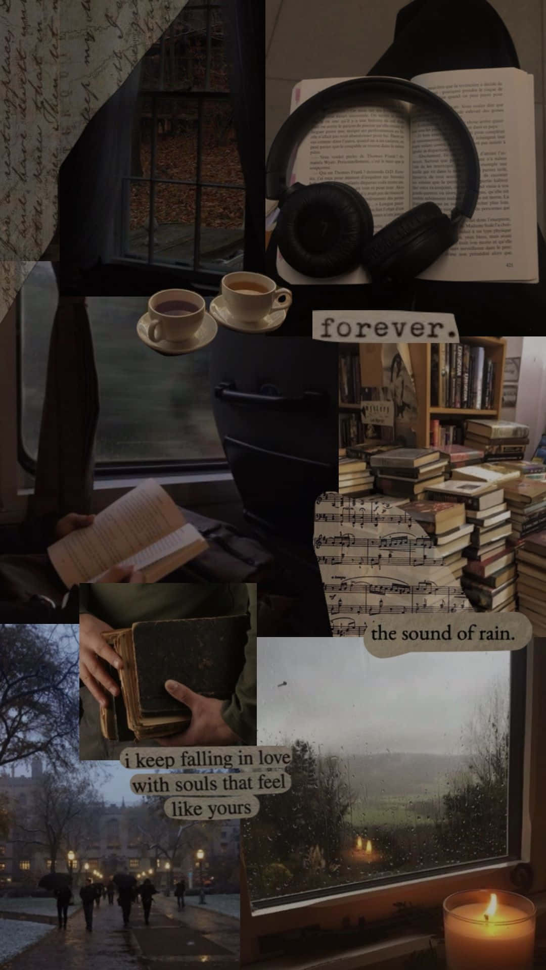 Dark Book Aesthetic, rainy day scenes, books, Full HD Phone Wallpaper