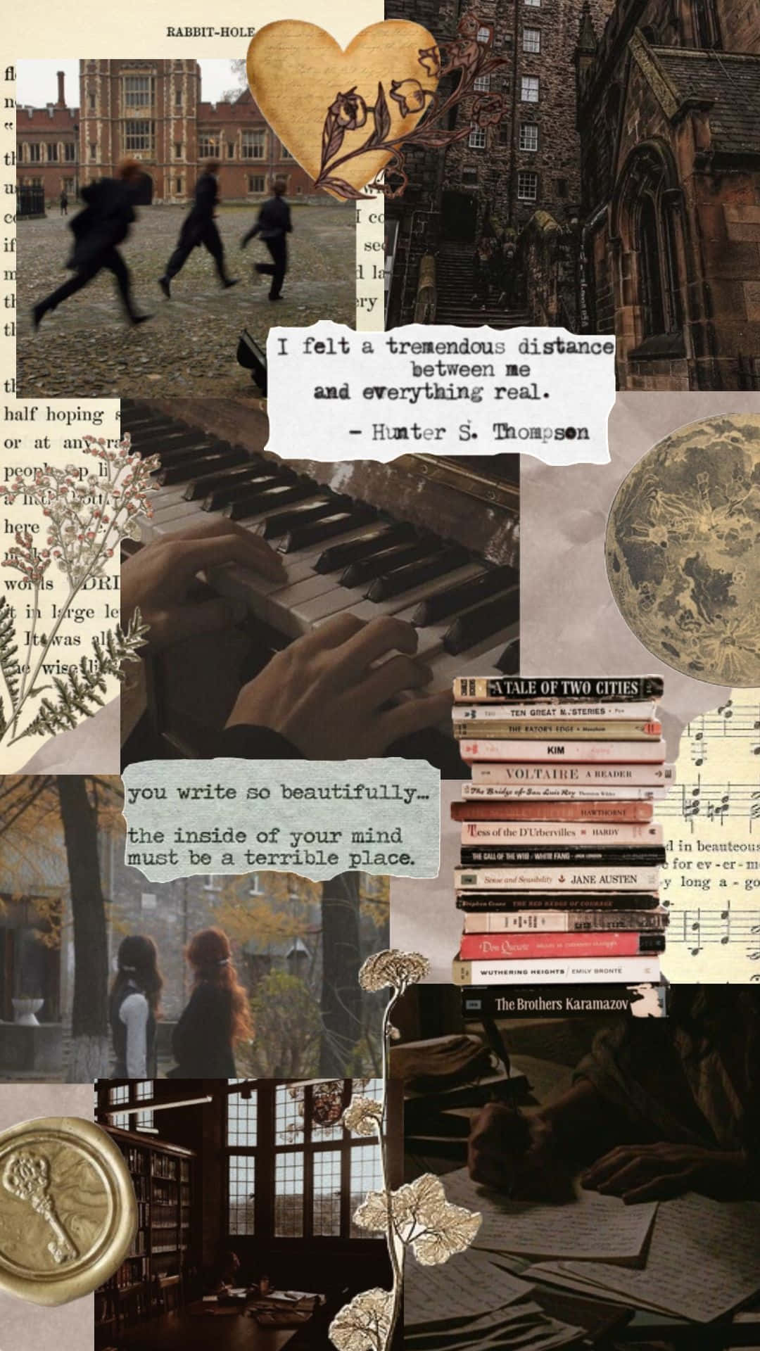 Dark Book Aesthetic, sepia-toned photos, books, Full HD Phone Wallpaper