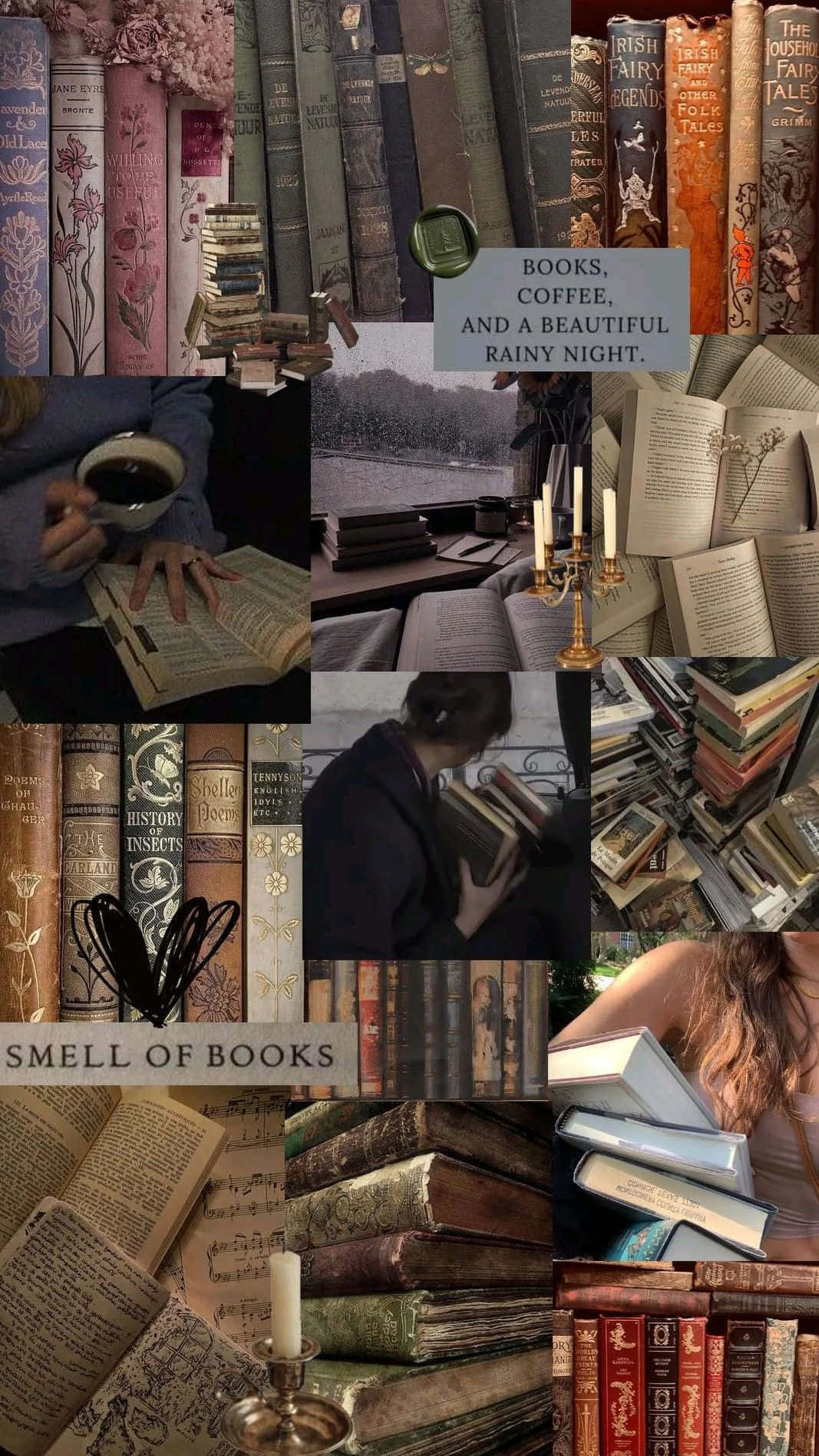 Dark Book Aesthetic, vintage books, coffee, HD Phone Wallpaper