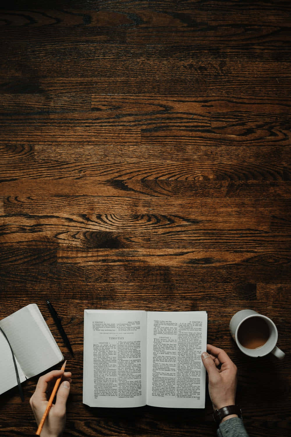 dark wooden desk, open book, pencil, HD Phone Wallpaper