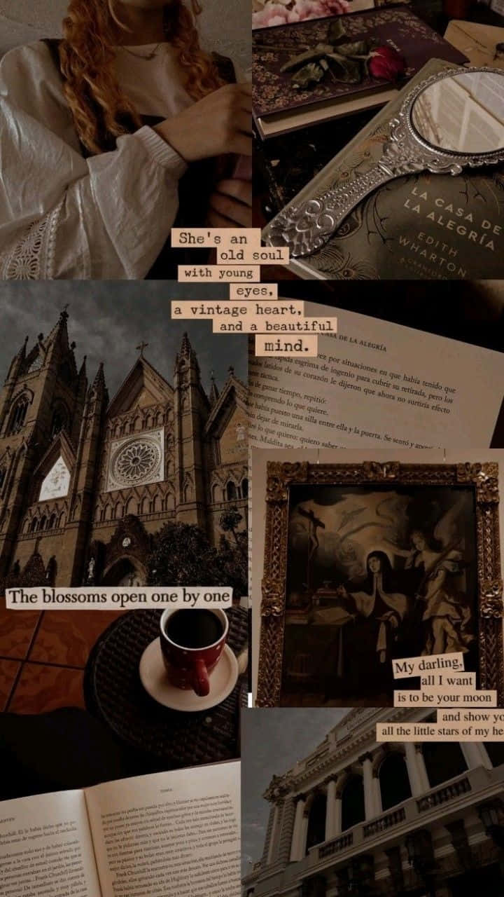 vintage soul collage, dark book aesthetic, sleeping woman, HD Phone Wallpaper