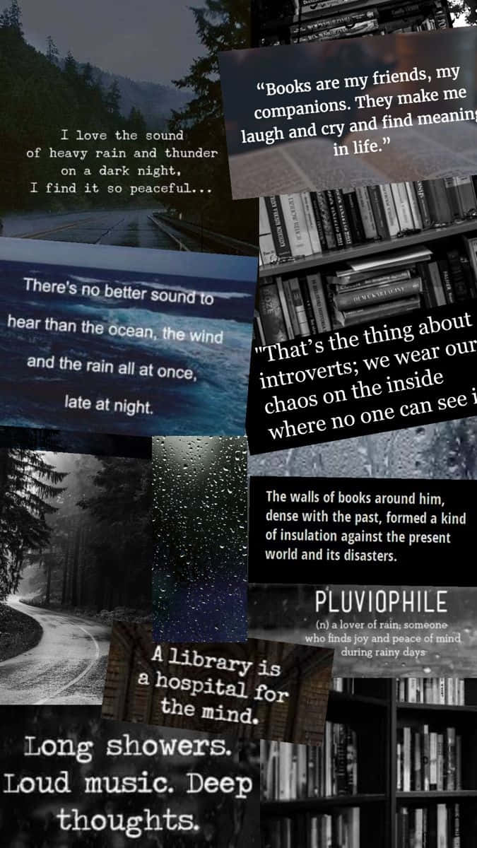 rainy day quotes, moody forest, library scenes, SD Phone Wallpaper