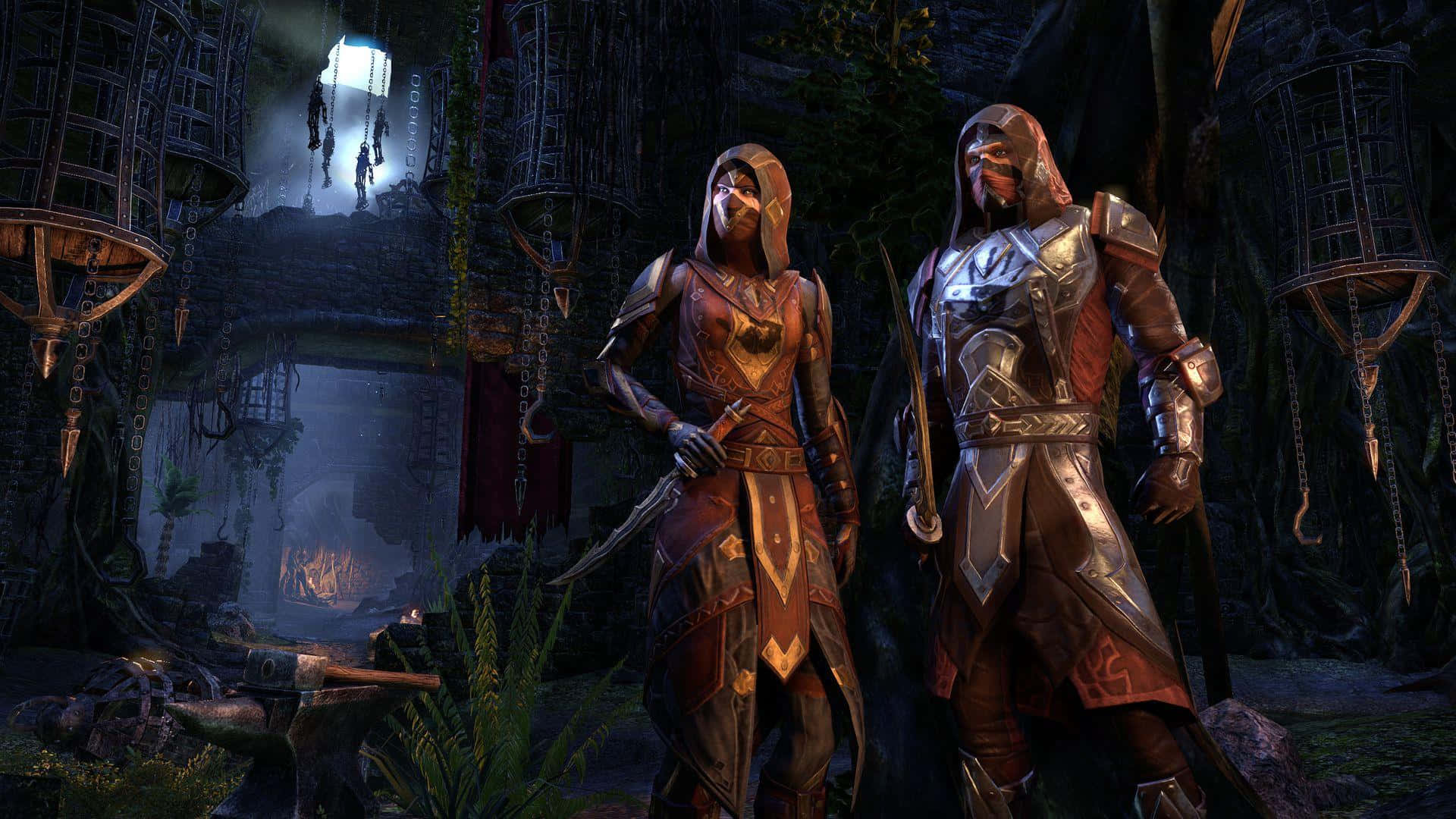 Dark Brotherhood, armored warriors, dark jungle temple, Full HD Desktop Wallpaper