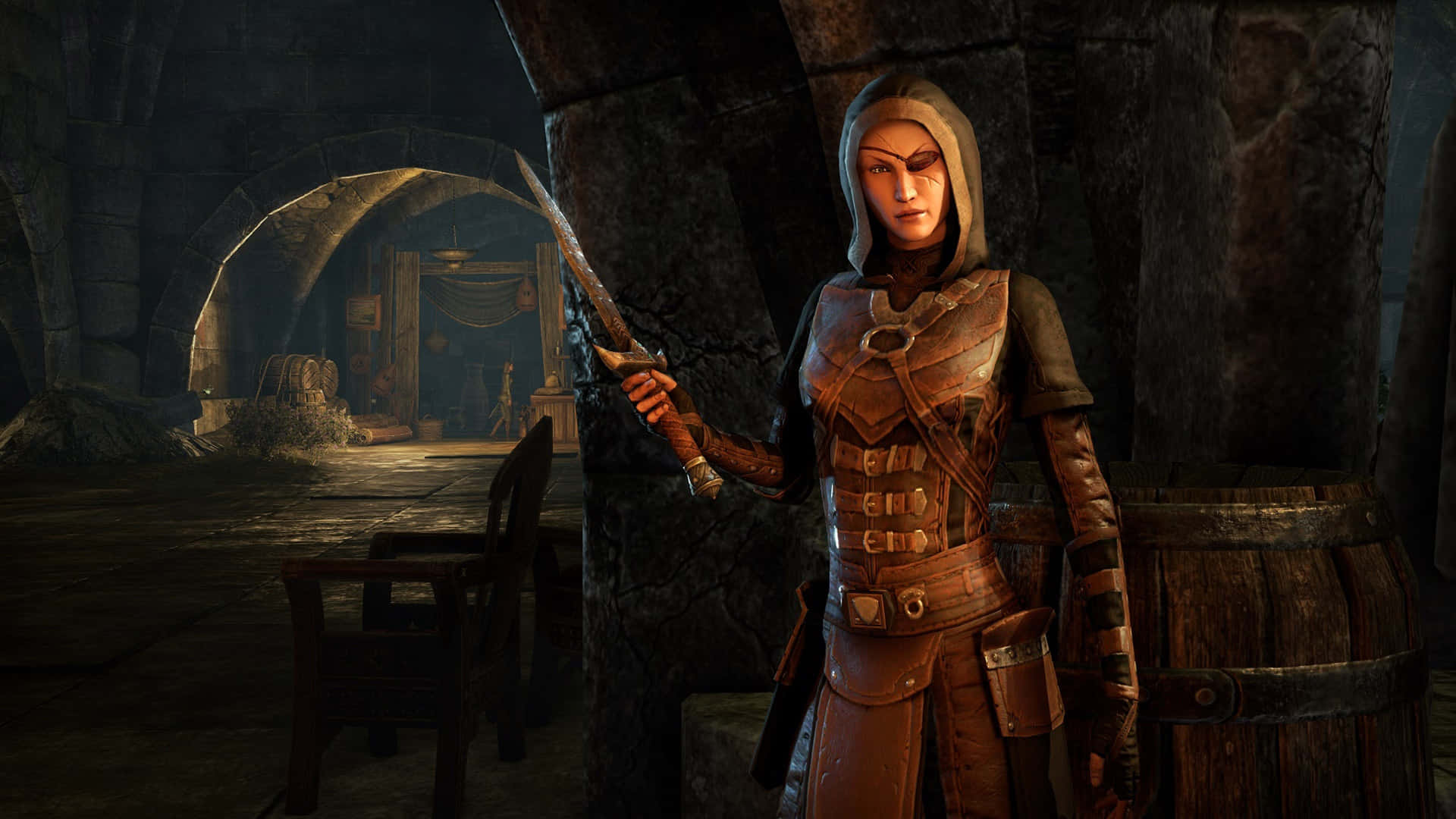 Dark Brotherhood, hooded warrior, leather armor, Full HD Desktop Wallpaper