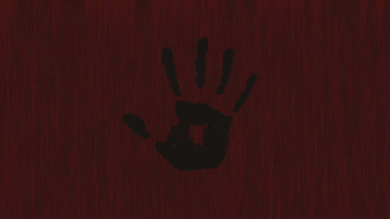 Dark Brotherhood, black handprint, deep red wood grain surface, HD Desktop Wallpaper